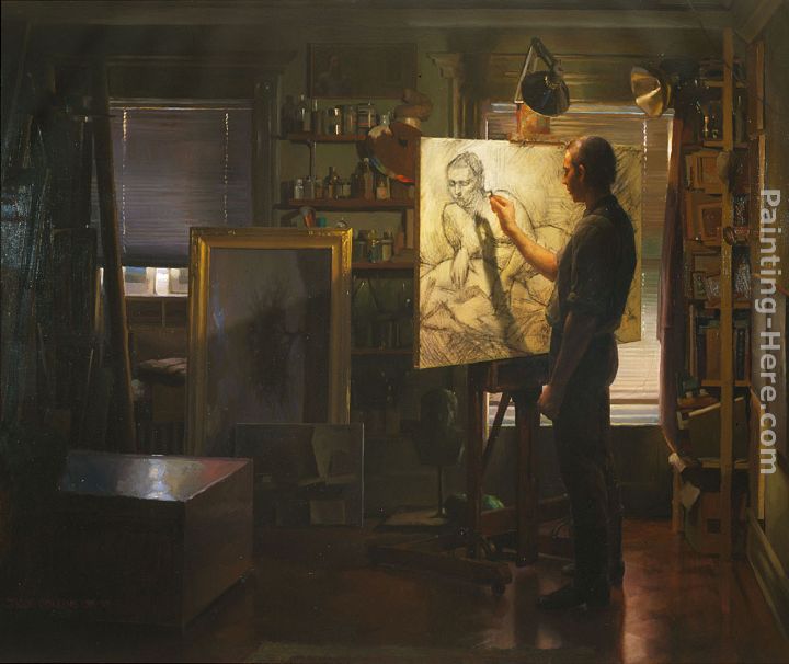 Grimaldi in Studio painting - Jacob Collins Grimaldi in Studio art painting